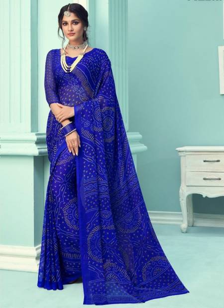 Blue STAR CHIFFON 67TH EDITION Ruchi New daily Wear Chiffon Bandhni Saree Collection 12804 C